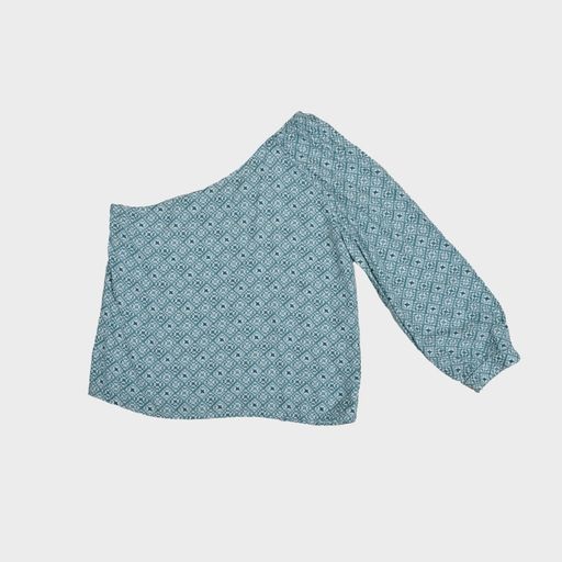 Blusa asimetrica estampado turquesa
