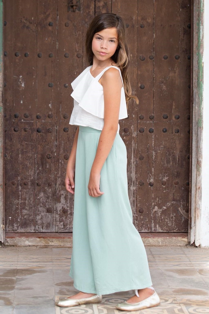 Pantalón ancho niña verde