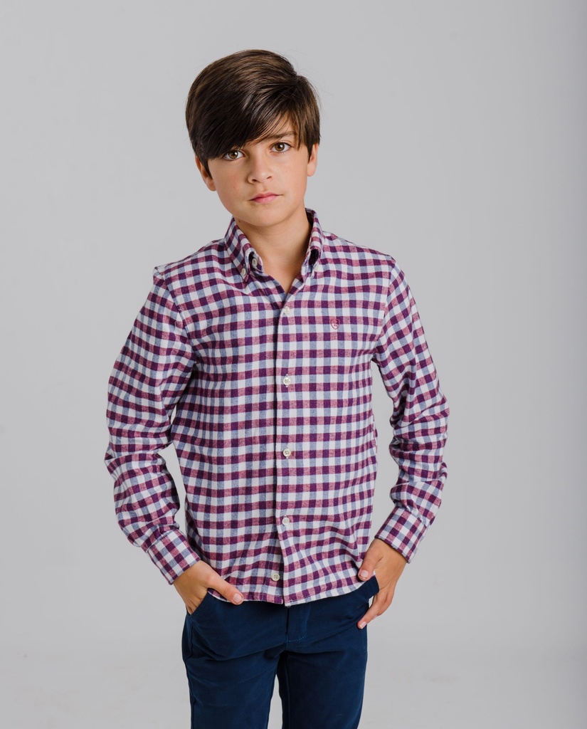 Camisa cuadros vichy marino y burdeos