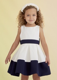 [5046] 5046 Vestido crepe bicolor
